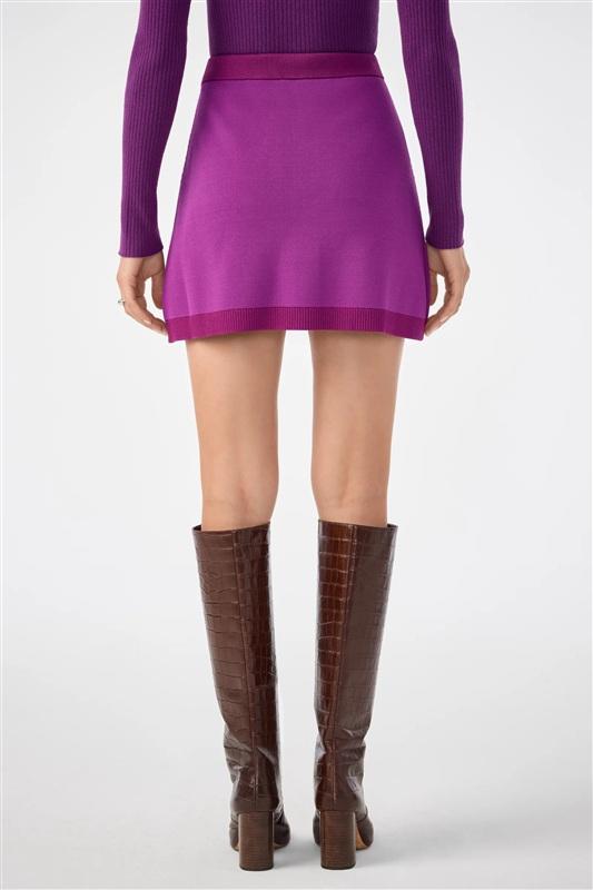 NWT Trina Turk M Artemis Trompe L'Oeil Sweater Knit Mini Skirt Purple 135334