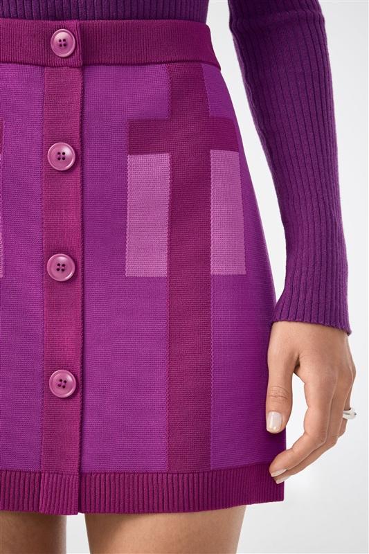 NWT Trina Turk S Artemis Trompe L'Oeil Sweater Knit Mini Skirt Purple 135335