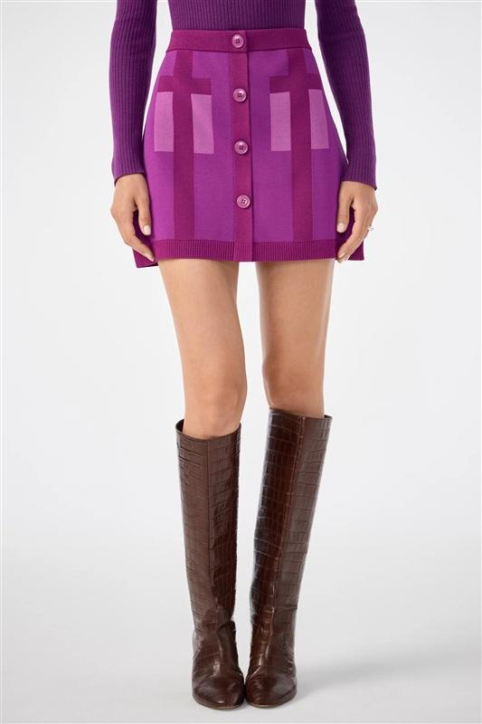NWT Trina Turk S Artemis Trompe L'Oeil Sweater Knit Mini Skirt Purple 135335