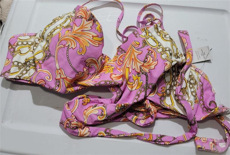 NWOT Carmen Marc Valvo L Boston Proper Underwire Wrap Bikini Top Pink 135336