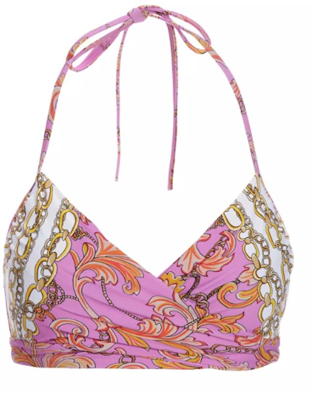 NWOT Carmen Marc Valvo L Boston Proper Underwire Wrap Bikini Top Pink 135336