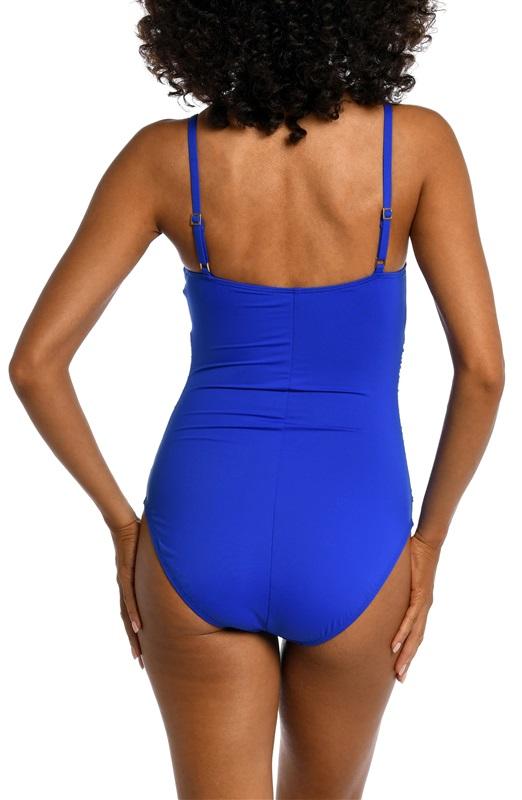 NWT La Blanca 12 Island Goddess Lingerie Maillot Black 1pc Swimsuit 135338