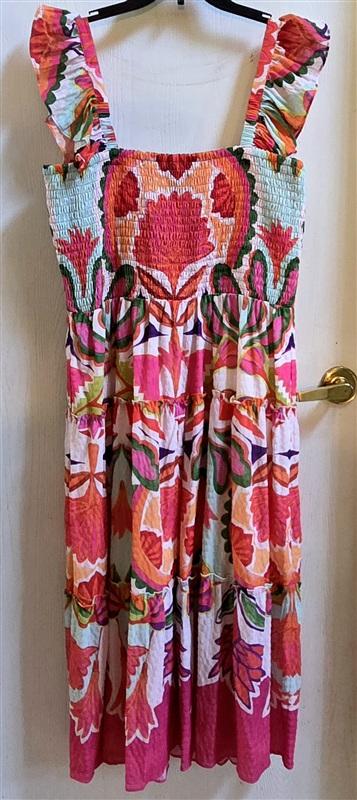 NWT Vince Camuto XL Square Neck Sleeveless Midi Dress Floral Pink 135339