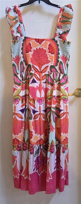 NWT Vince Camuto XL Square Neck Sleeveless Midi Dress Floral Pink 135339