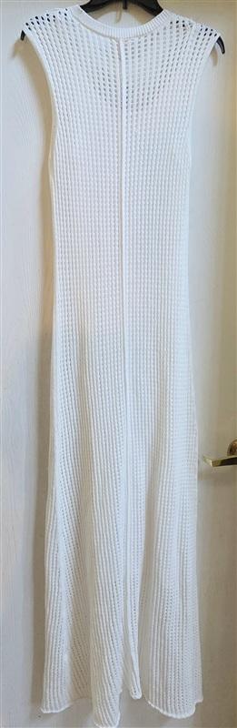 NWT Le AL.X M Knit Open Work Mesh Lace Crewneck Maxi Dress Off White 135340