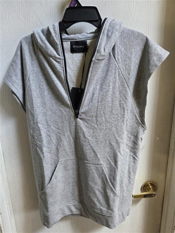 NWT Epidemic M Quarter Zip Hoodie Gray Short Sleeve Face Mask 135345