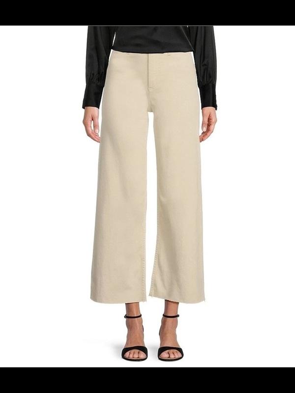 NWT ANTONIO MELANI 16 Cream Wide-Leg Cropped Chinos Pants 135346