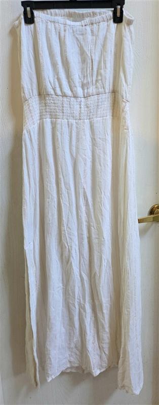 NWOT Boston Proper M Strapless Bandeau Dress Ivory Copper 135348