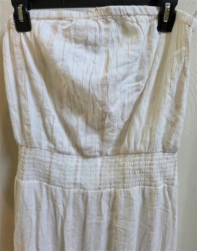 NWOT Boston Proper M Strapless Bandeau Dress Ivory Copper 135348