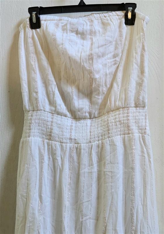 NWOT Boston Proper M Strapless Bandeau Dress Ivory Copper 135348