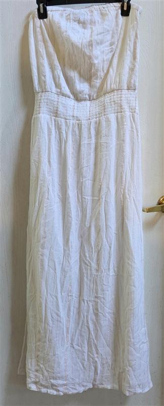NWOT Boston Proper M Strapless Bandeau Dress Ivory Copper 135348