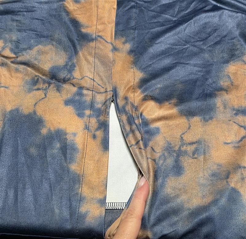 NWOT Arae 1x Tie Dye Top With Sheer Long Train Blue Gold 135354
