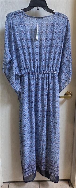 NWT Tommy Bahama L/XL Tika Sanibel Blue Side Slit Caftan Dress 135355