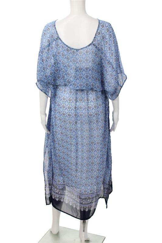 NWT Tommy Bahama L/XL Tika Sanibel Blue Side Slit Caftan Dress 135355