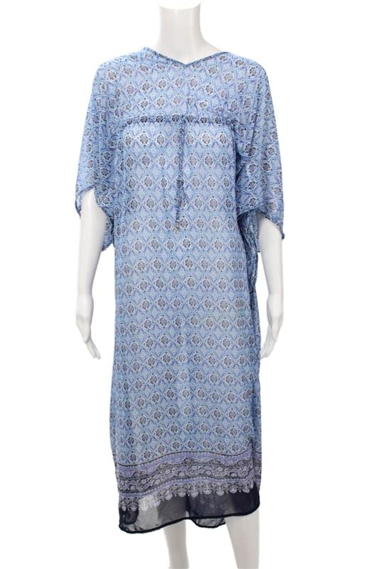 NWT Tommy Bahama L/XL Tika Sanibel Blue Side Slit Caftan Dress 135355