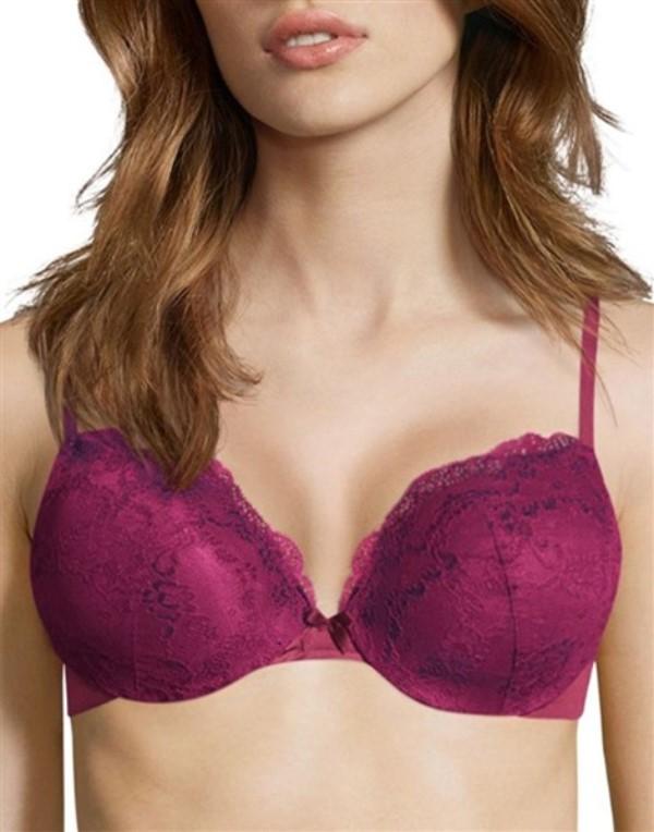 NWPT Maidenform 38B Love Lift Satin & Lace Push-Up Bra DM9900 Burgundy 135363