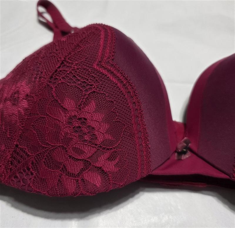 NWPT Maidenform 38B Love Lift Satin & Lace Push-Up Bra DM9900 Burgundy 135363