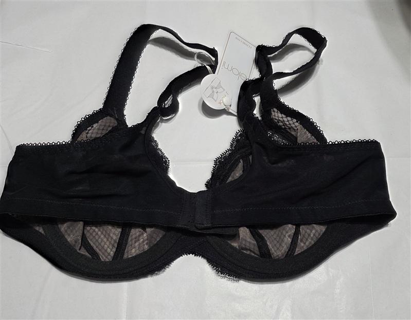 NWT Elomi 36D Charley Underwire Stretch Lace Plunge Bra EL4382 Black 135365