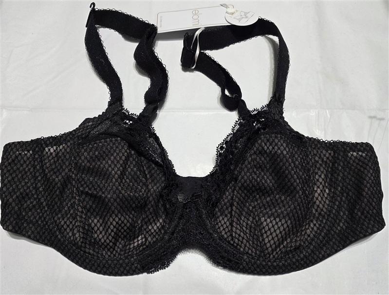 NWT Elomi 36D Charley Underwire Stretch Lace Plunge Bra EL4382 Black 135365