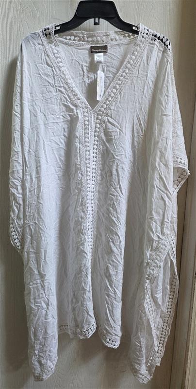 NWTD Tommy Bahama L Lace Tunic w/ Inset Edge Swim Cover Up Dress White 135366