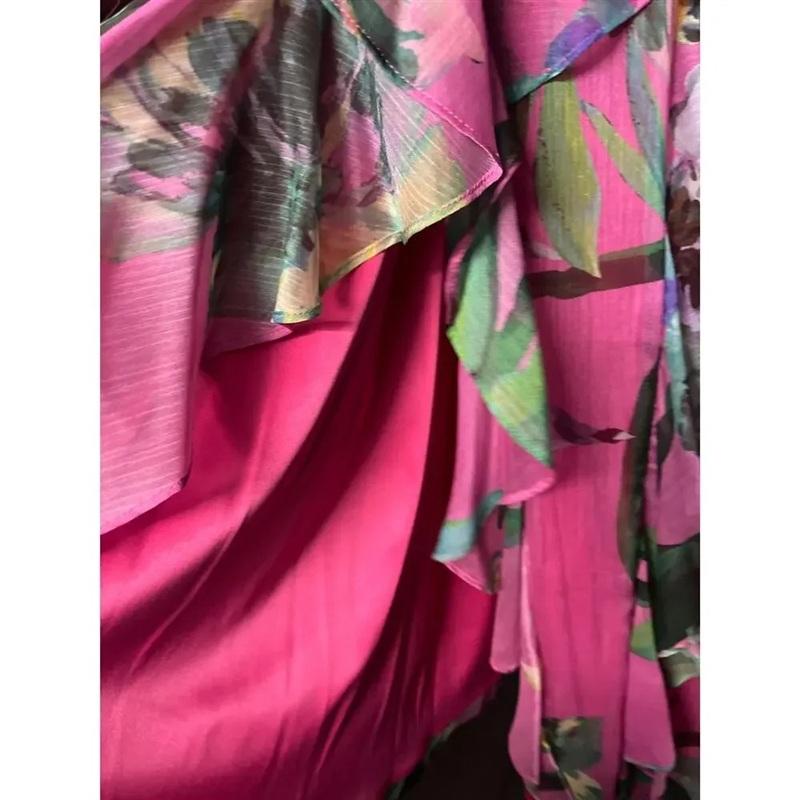 NWT Alex Marie 16 Nina Pink Chiffon Halter Neck Sleeveless Tiered Dress 135367