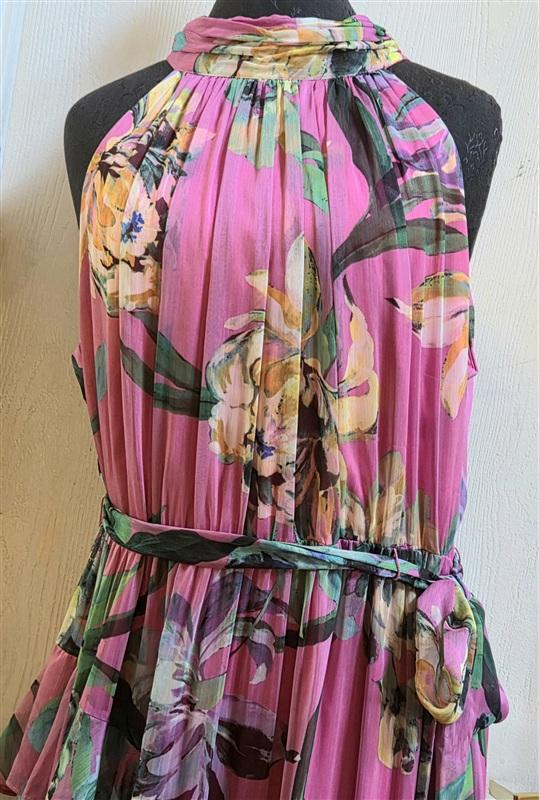 NWT Alex Marie 16 Nina Pink Chiffon Halter Neck Sleeveless Tiered Dress 135367
