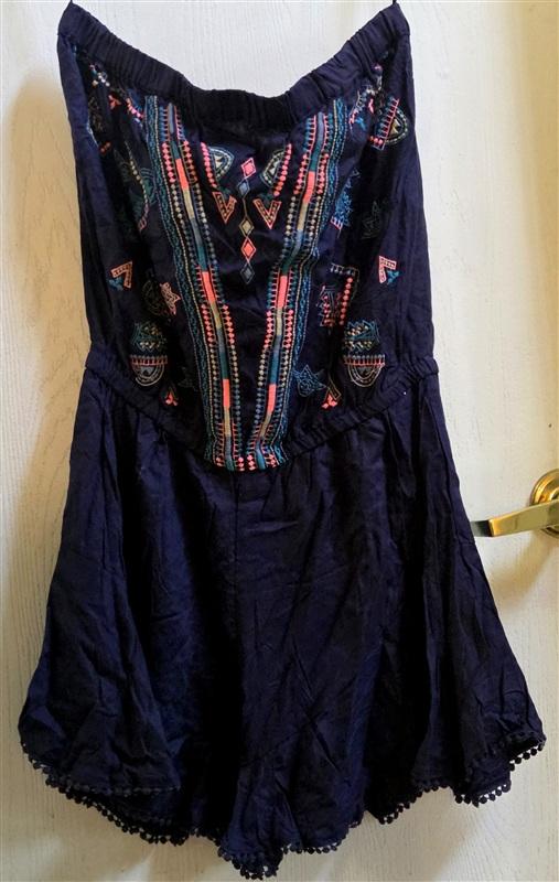 NWT Anthropologie Nostalgia L Boho Bandeau Romper Playsuit Embroidery 135370