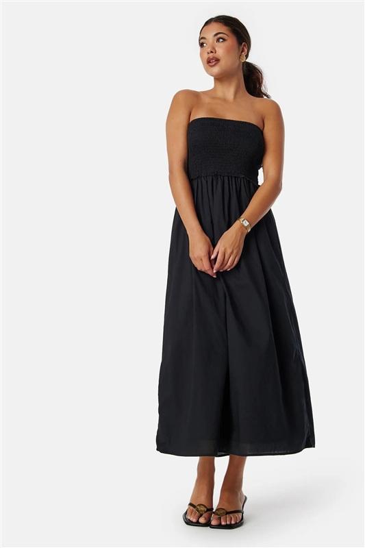 NWT Only Claudia Large Smock Tube Bandeau Dress Black 135372