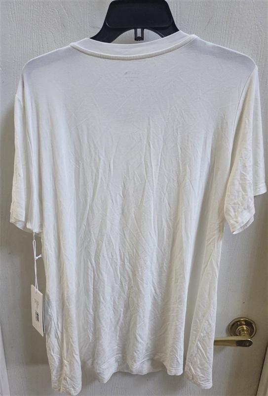 NWT Calme XXL Embroidered Yoga Crew Neck T Shirt White 135373