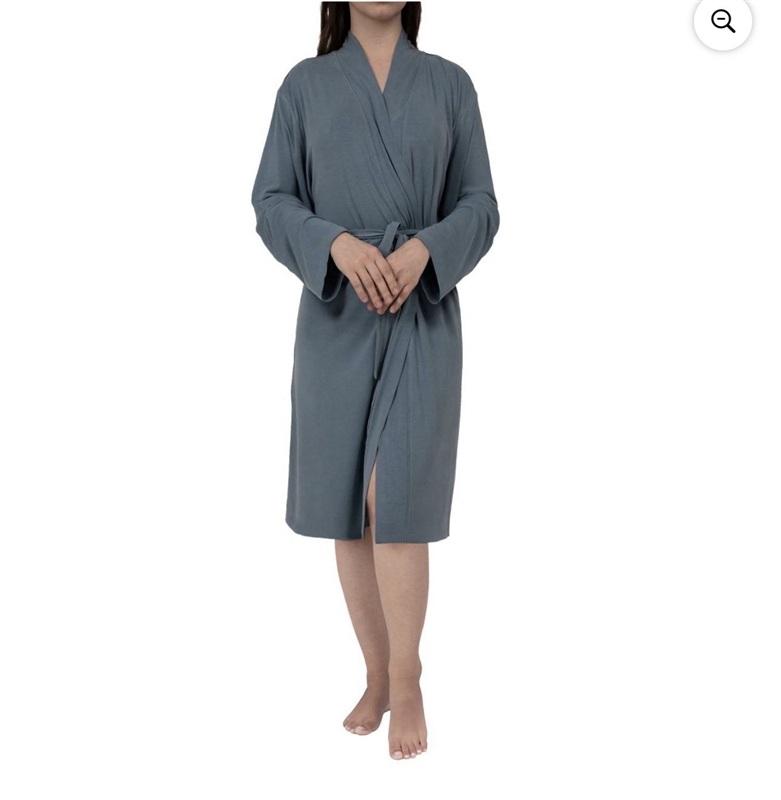 NWT Barefoot Dreams Sand Washed Jersey Midi Robe Dark Steel Blue 135375