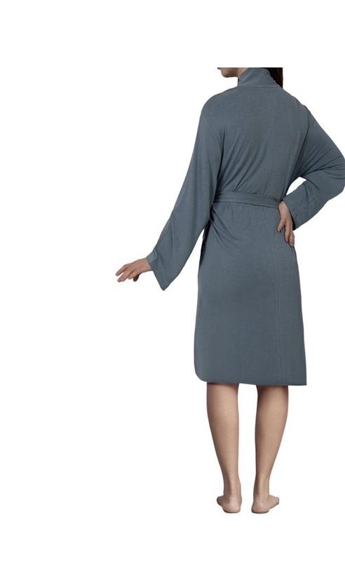 NWT Barefoot Dreams Sand Washed Jersey Midi Robe Dark Steel Blue 135375