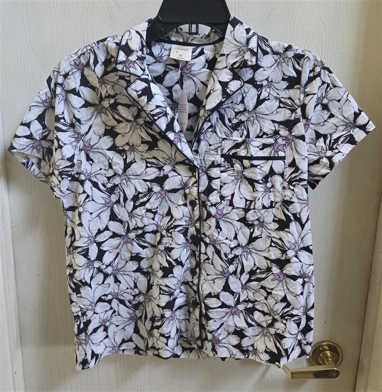 NWT Soma XS Cool Cotton Stretch Short Sleeve Notch Collar Pajama Top 135376