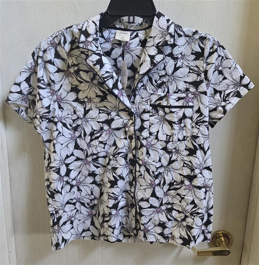 NWT Soma XS Cool Cotton Stretch Short Sleeve Notch Collar Pajama Top 135376