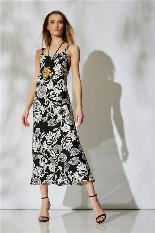 NWT Natori S Botanica Slip Dress Black White Floral Poppy 135378