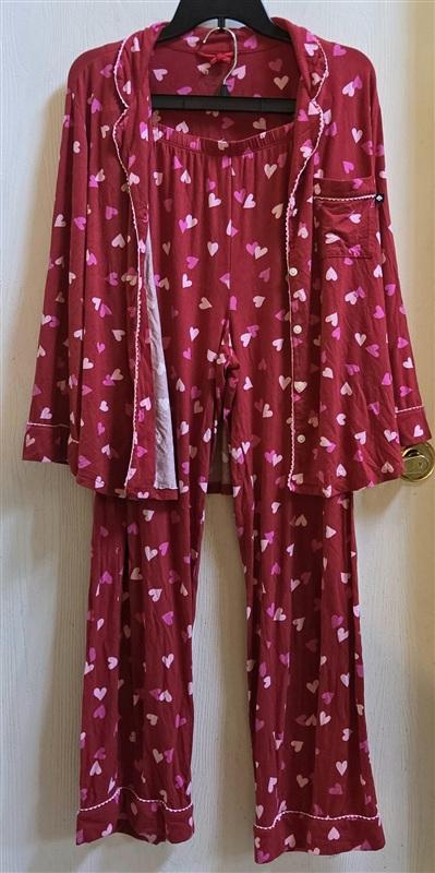 NWOT Kate Spade XL Heart Valentine Print Knit Pajama Set Red Pink 135379