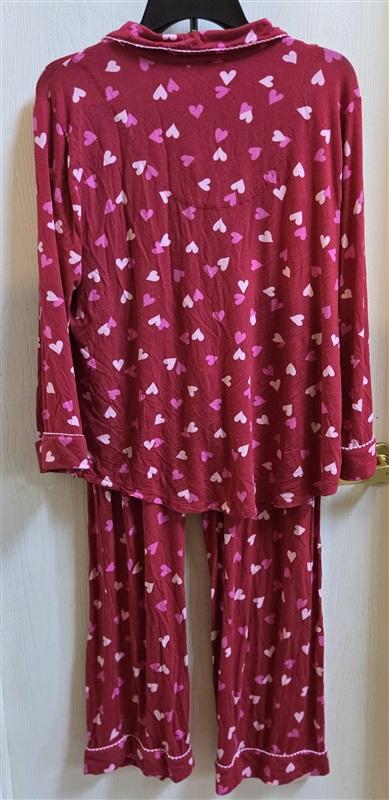 NWOT Kate Spade XL Heart Valentine Print Knit Pajama Set Red Pink 135379