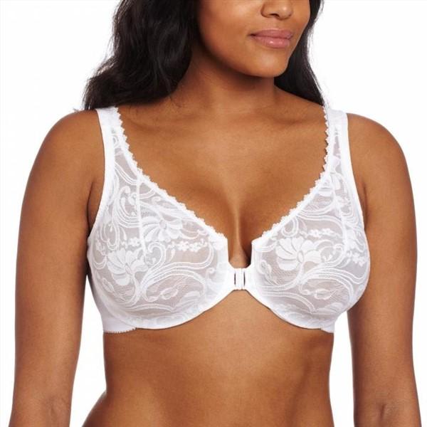 NWOT Glamorise 44B Wonderwire Front Close Bra 9245 White 135380