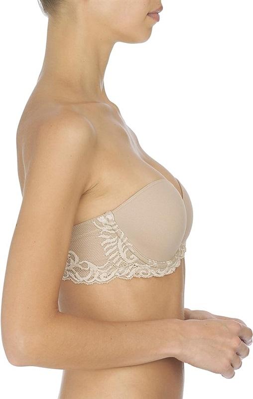 NWOT Natori 32D Feathers Strapless Plunge Multiway Bra 731023 Beige 135381