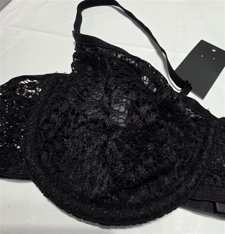 NWPT DKNY 34D Modern Lace Unlined Underwire Bra DK4019 Black 135387