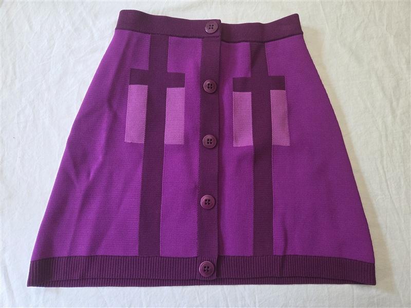 NWT Trina Turk XS Artemis Trompe L'Oeil Sweater Knit Mini Skirt Purple 135413