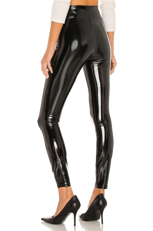 NWT Spanx M Faux Patent Leather Leggings Black Shiny 135414