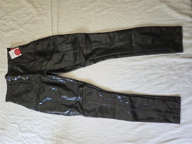 NWT Spanx M Faux Patent Leather Leggings Black Shiny 135414