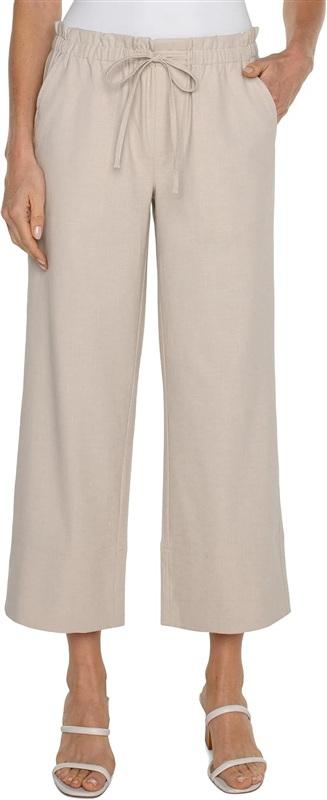 NWT Liverpool 1X Pull On Wide Leg Dusty Tan Tie Front Pants 135415