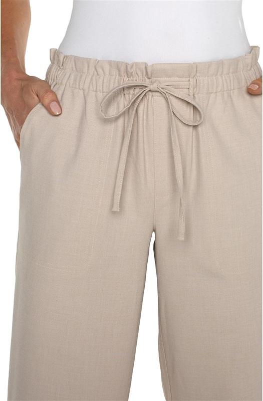 NWT Liverpool 1X Pull On Wide Leg Dusty Tan Tie Front Pants 135415