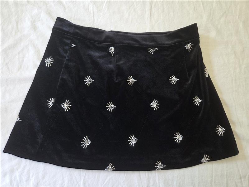 NWT Chelsea & Violet 8 Justina Black Velvet Beaded Mini Skirt 135417