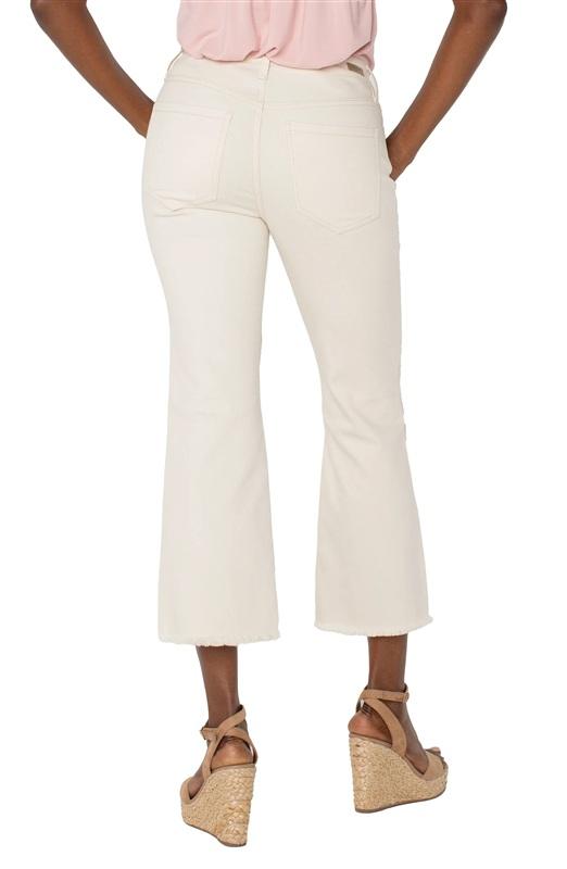 NWT Liverpool 16 33 Hannah Crop Flare Eco Jeans Cream Embroidery Daisy 135420