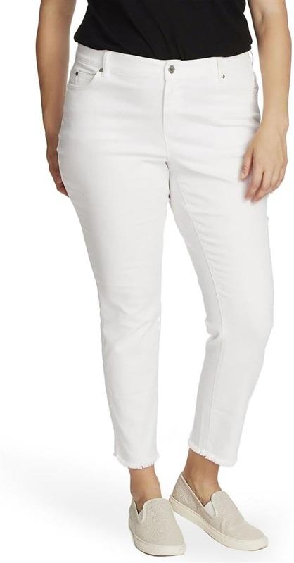 NWT Vince Camuto 22W Essentials White Fray Hem Ankle Jeans 135421