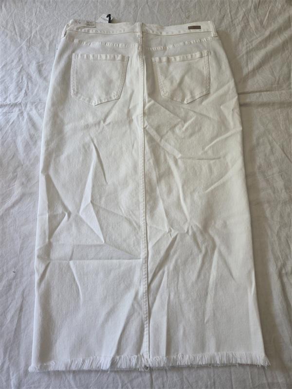 NWT Liverpool 12 Front Slit Maxi Skirt White Denim Jean Skirt 135424