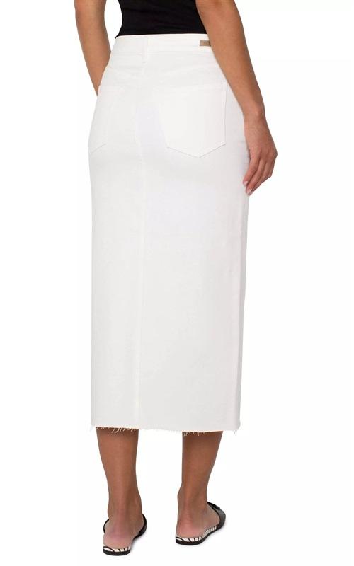 NWT Liverpool 12 Front Slit Maxi Skirt White Denim Jean Skirt 135424
