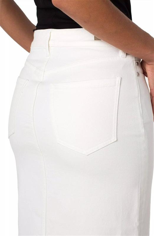 NWT Liverpool 12 Front Slit Maxi Skirt White Denim Jean Skirt 135424